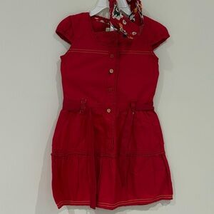 Charming Red Kids Casual Dress and assorted band
